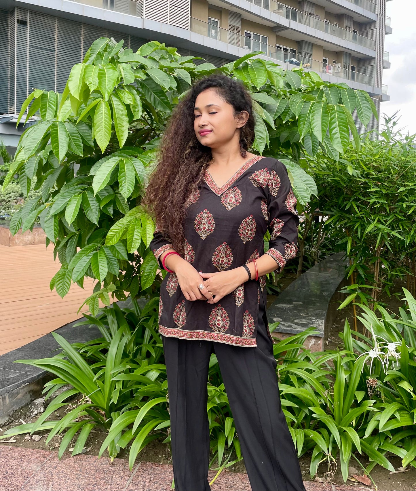 Black Lila Straight Short Kurti