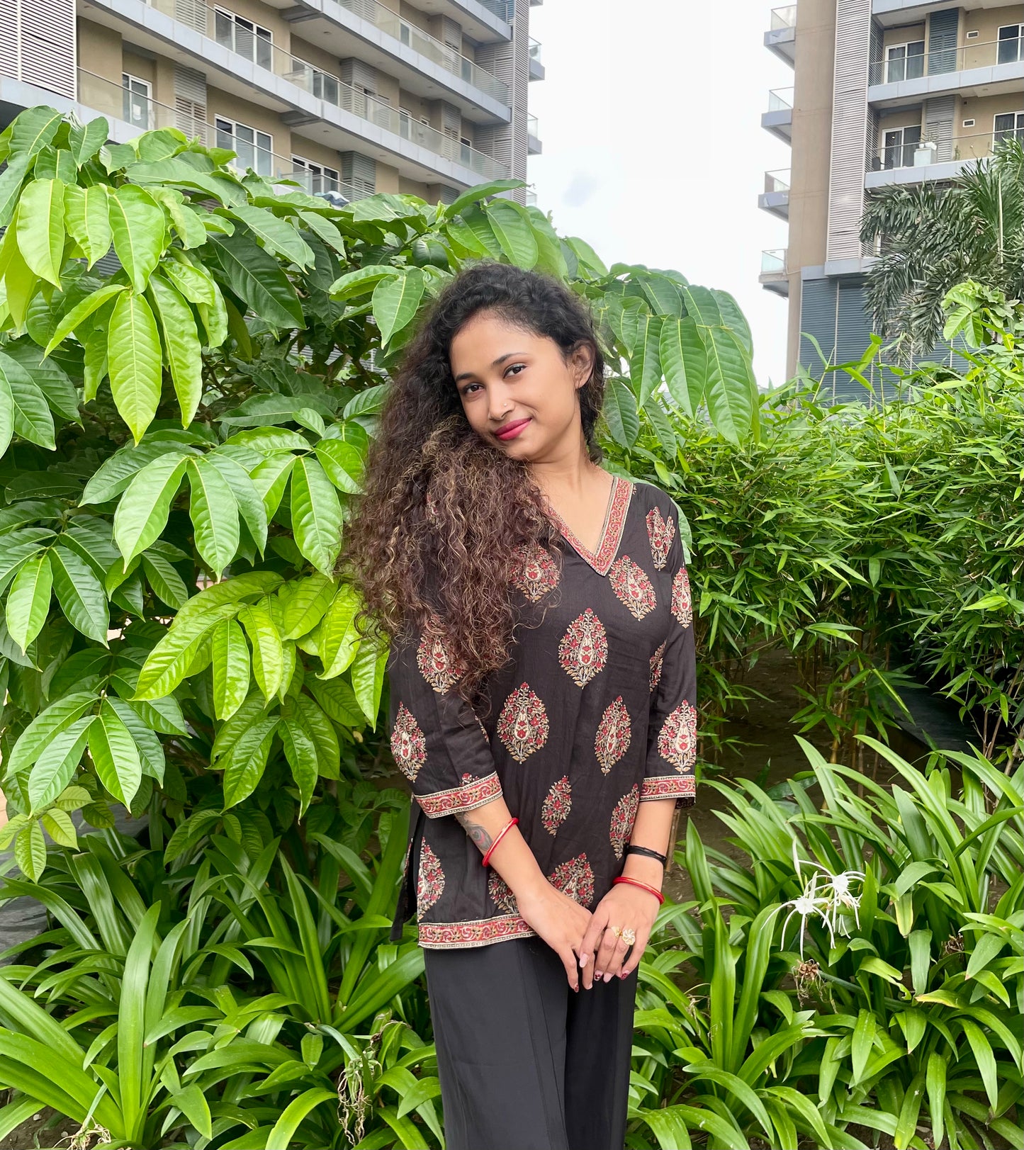 Black Lila Straight Short Kurti