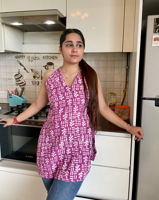 Jelly Halter neck backless kurti