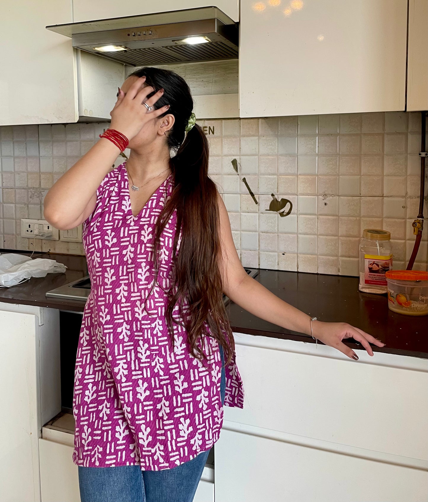 Jelly Halter neck backless kurti