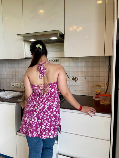 Jelly Halter neck backless kurti