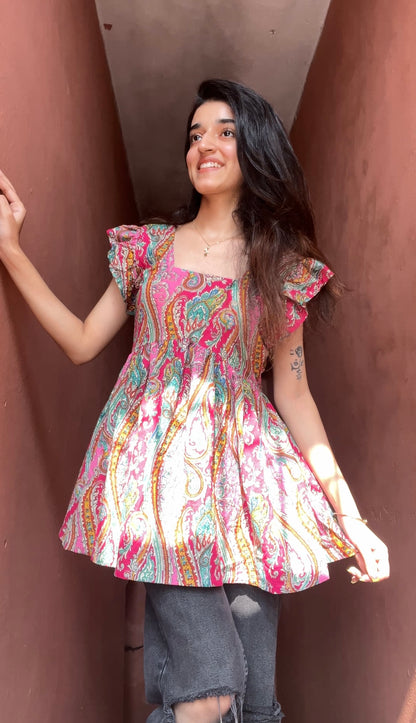 Pink Paisley Short Kurti