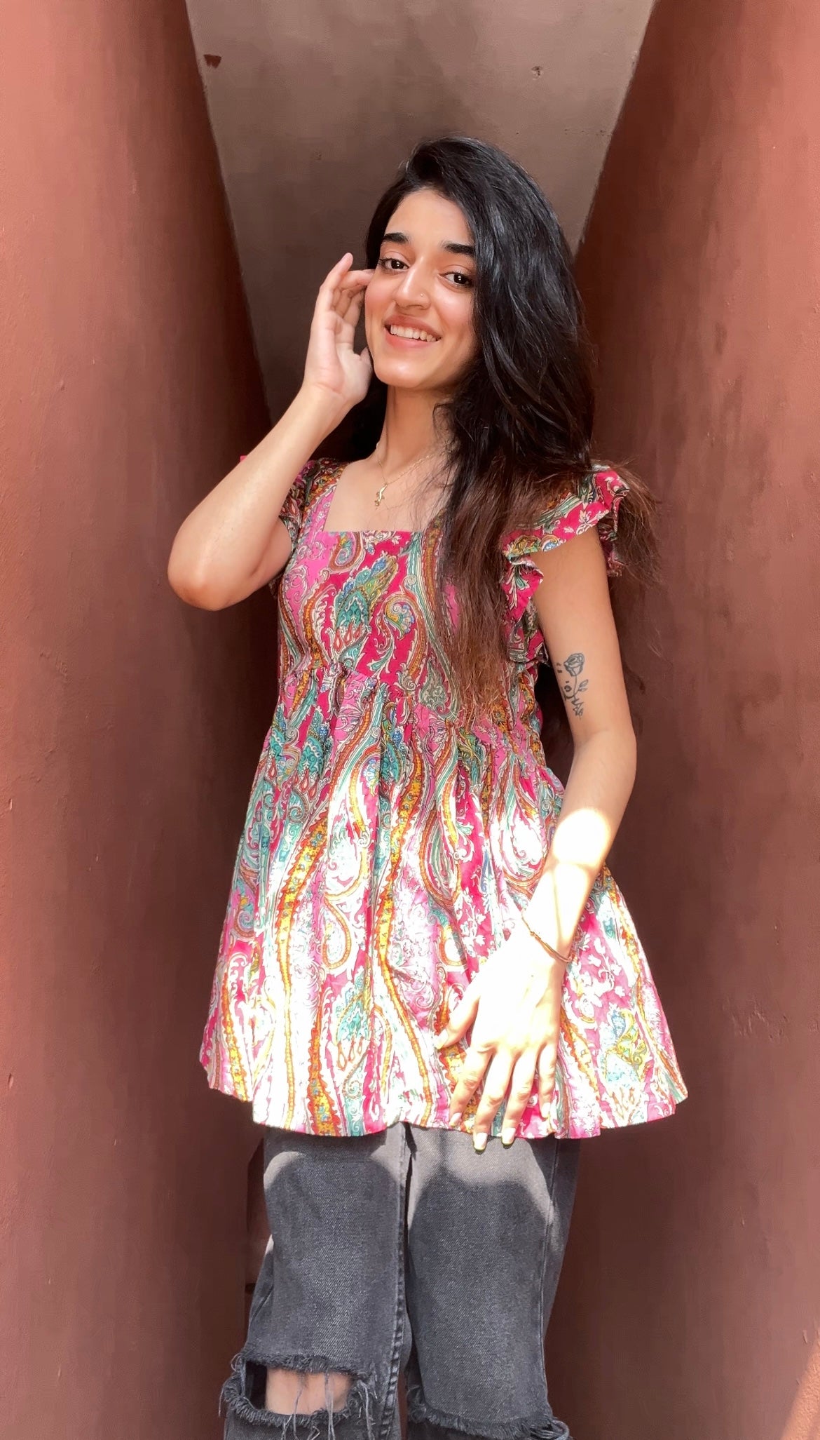 Pink Paisley Short Kurti