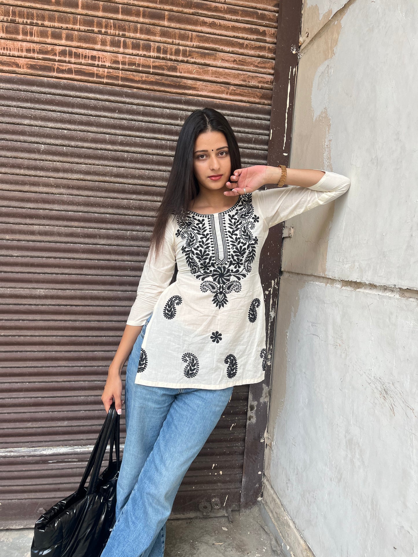 Black & White Chikankari Kurti