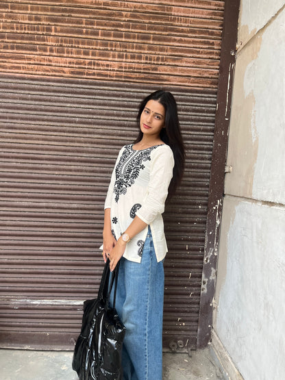 Black & White Chikankari Kurti
