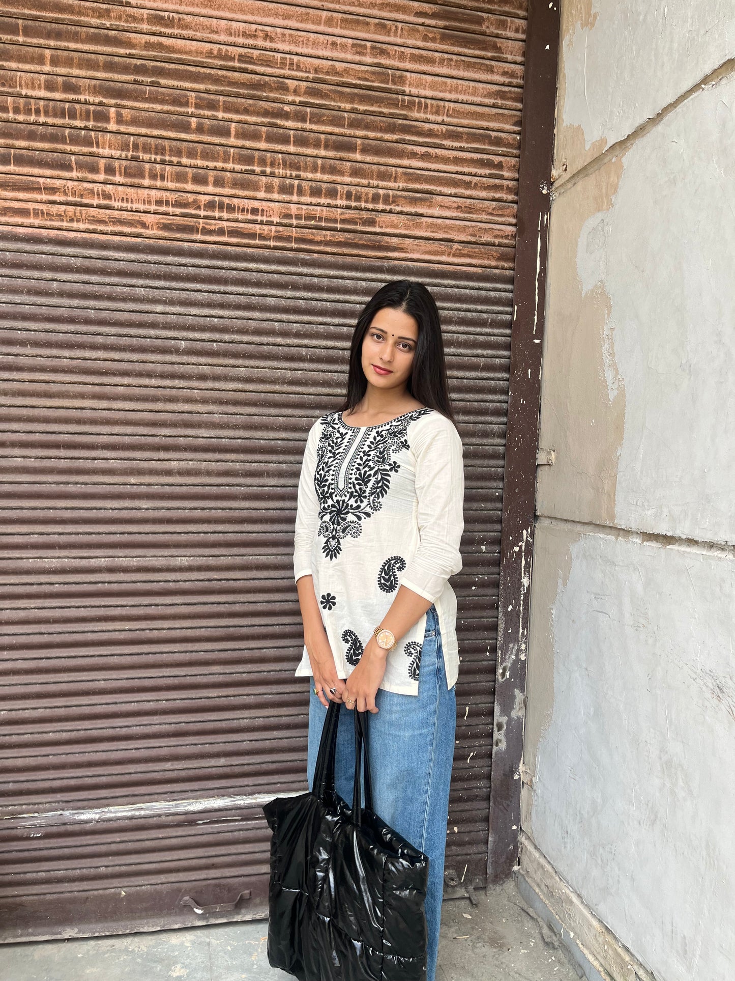Black & White Chikankari Kurti