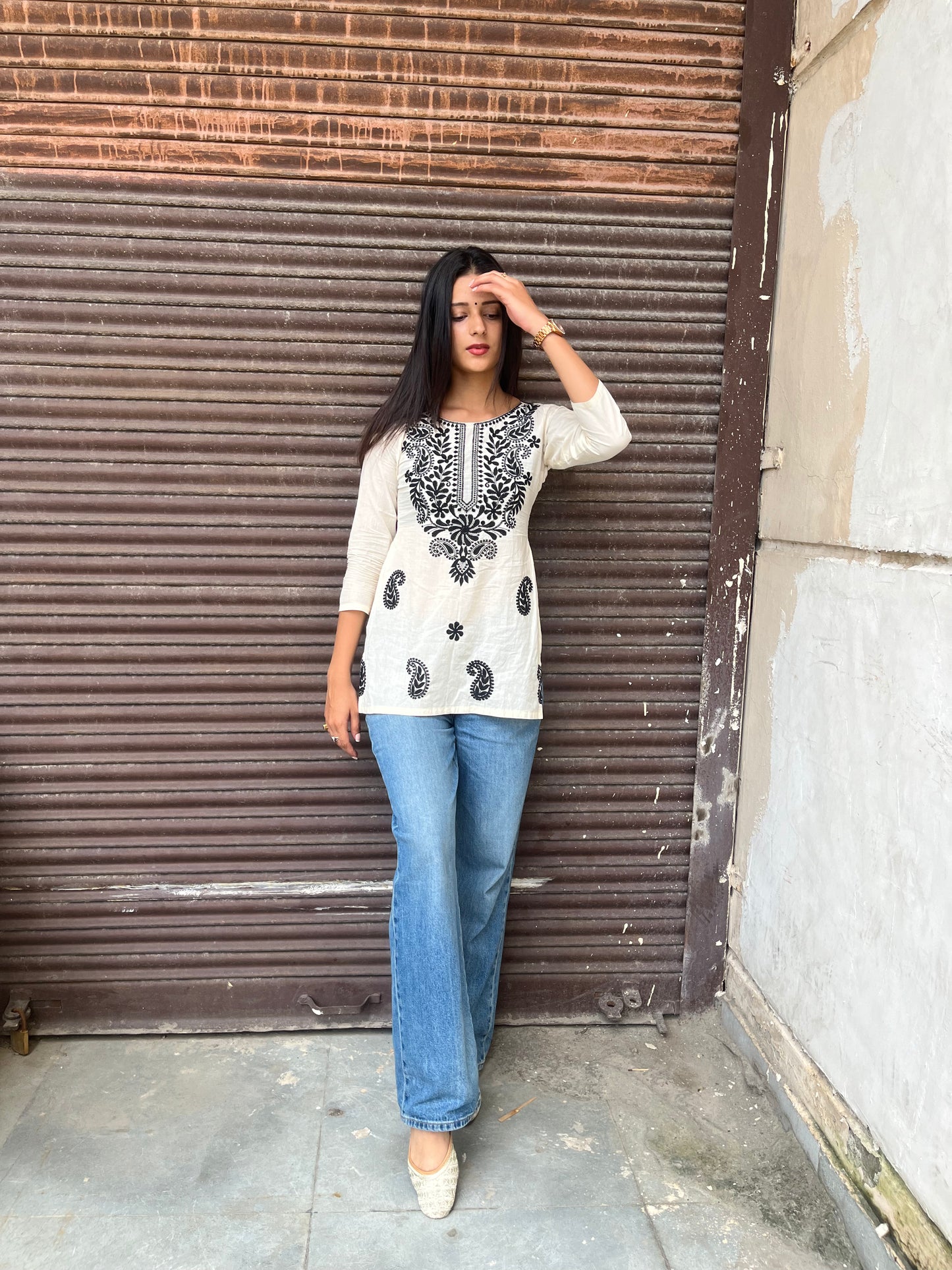 Black & White Chikankari Kurti
