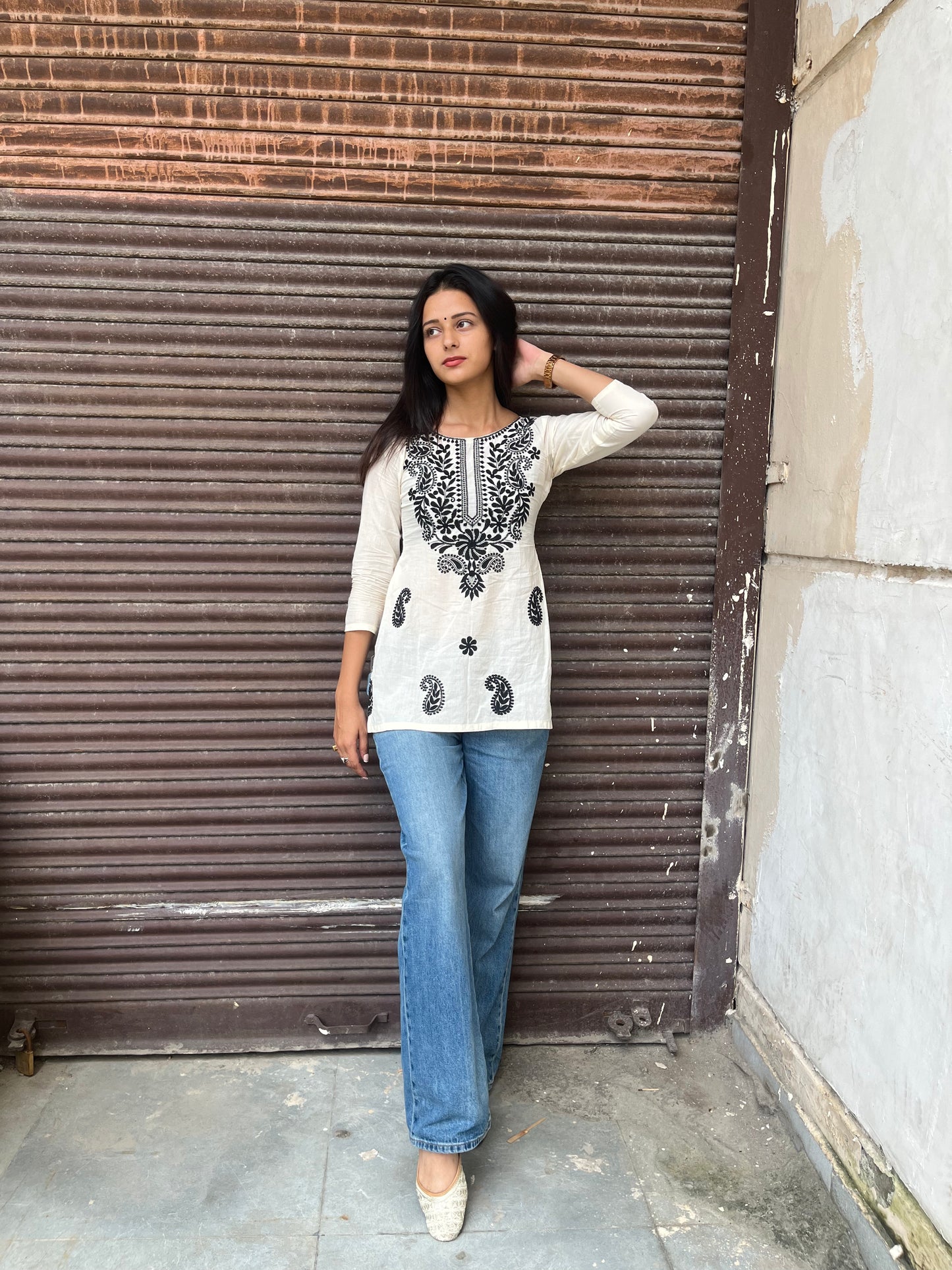 Black & White Chikankari Kurti