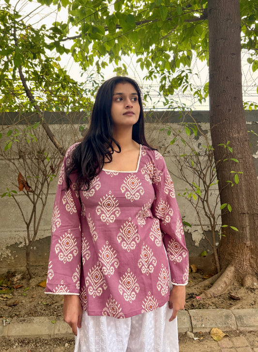 Mauva Straight Short Kurti