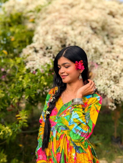 Multi Leaf Peplum Short Kurti Top