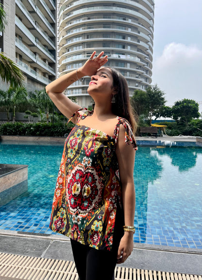 Chatori Tie-up Straps Short Kurti