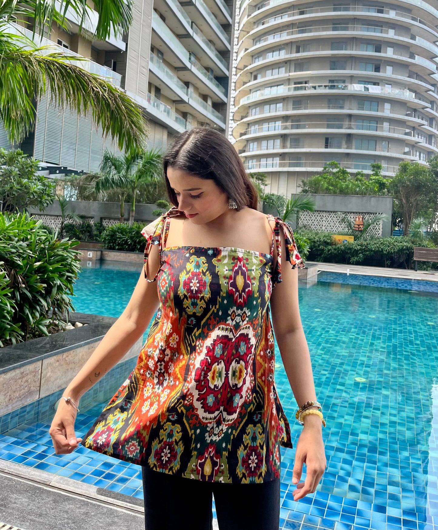 Chatori Tie-up Straps Short Kurti