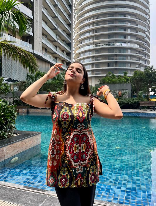 Chatori Tie-up Straps Short Kurti