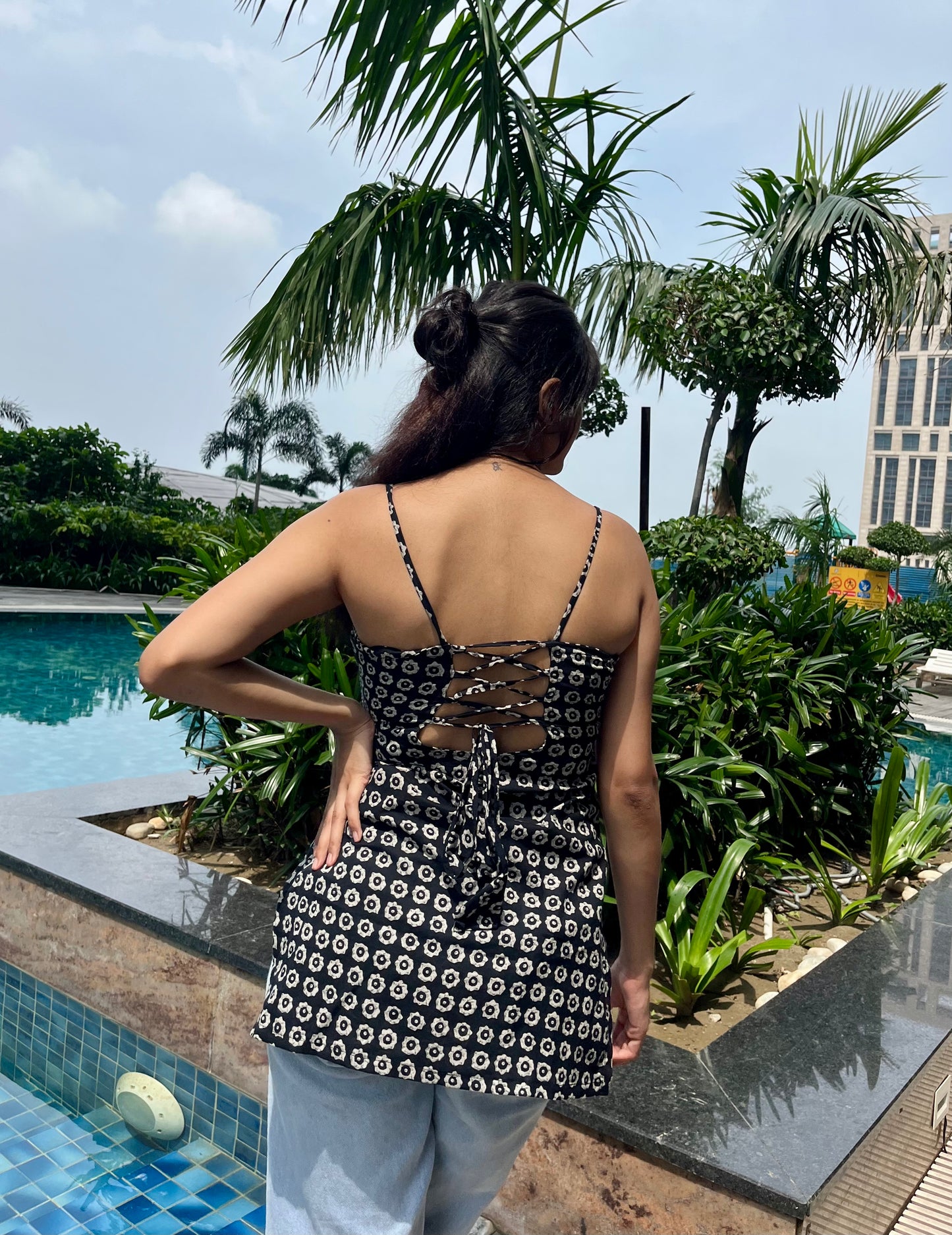 Raatrani Backless Straight Short Kurti