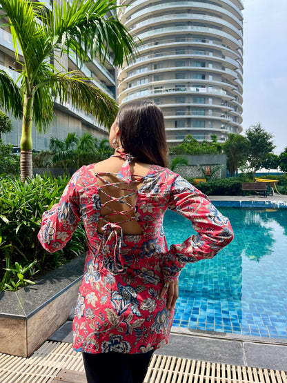 Twinkle Backless Straight Short Kurti