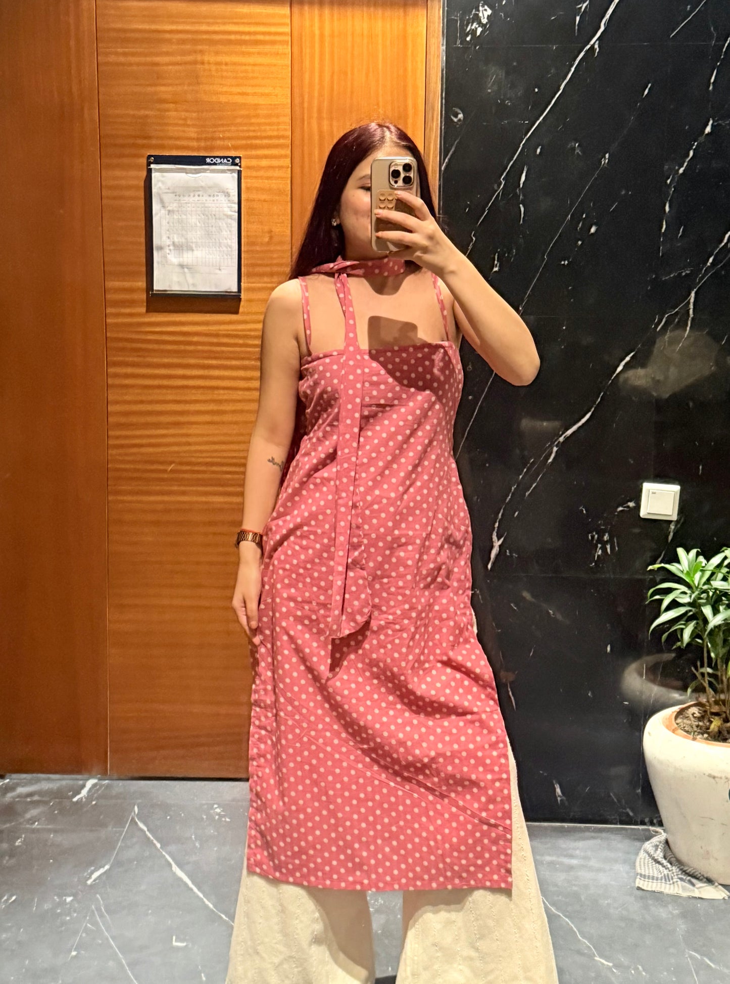 Mini Pink Dot Affair ( with neck belt )