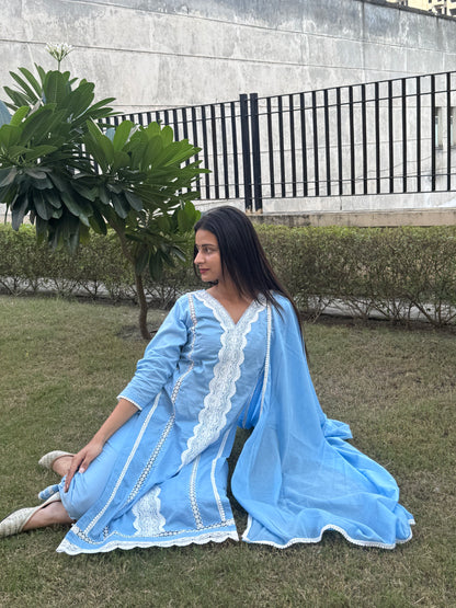 Banni Blue Straight Kurta Set
