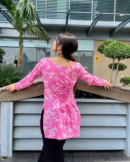 Candy pink Corset Short Kurti