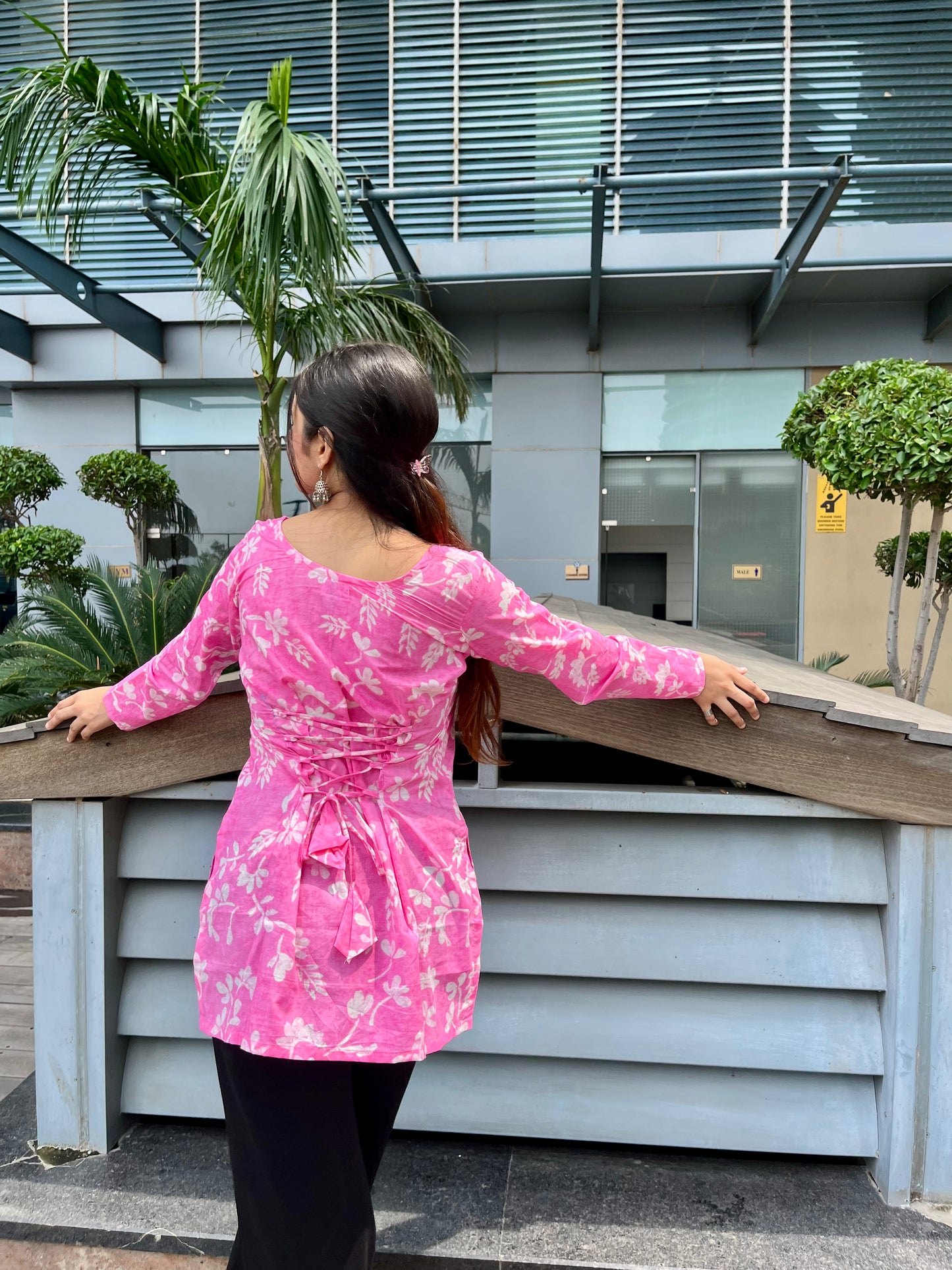 Candy pink Corset Short Kurti