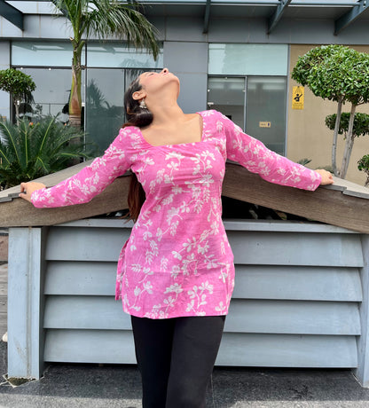 Candy pink Corset Short Kurti