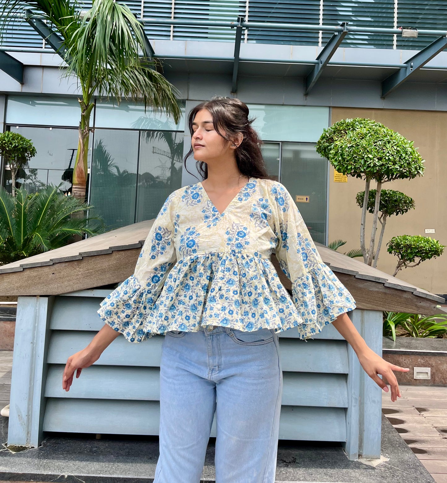 Snowland Peplum Short Kurti Top