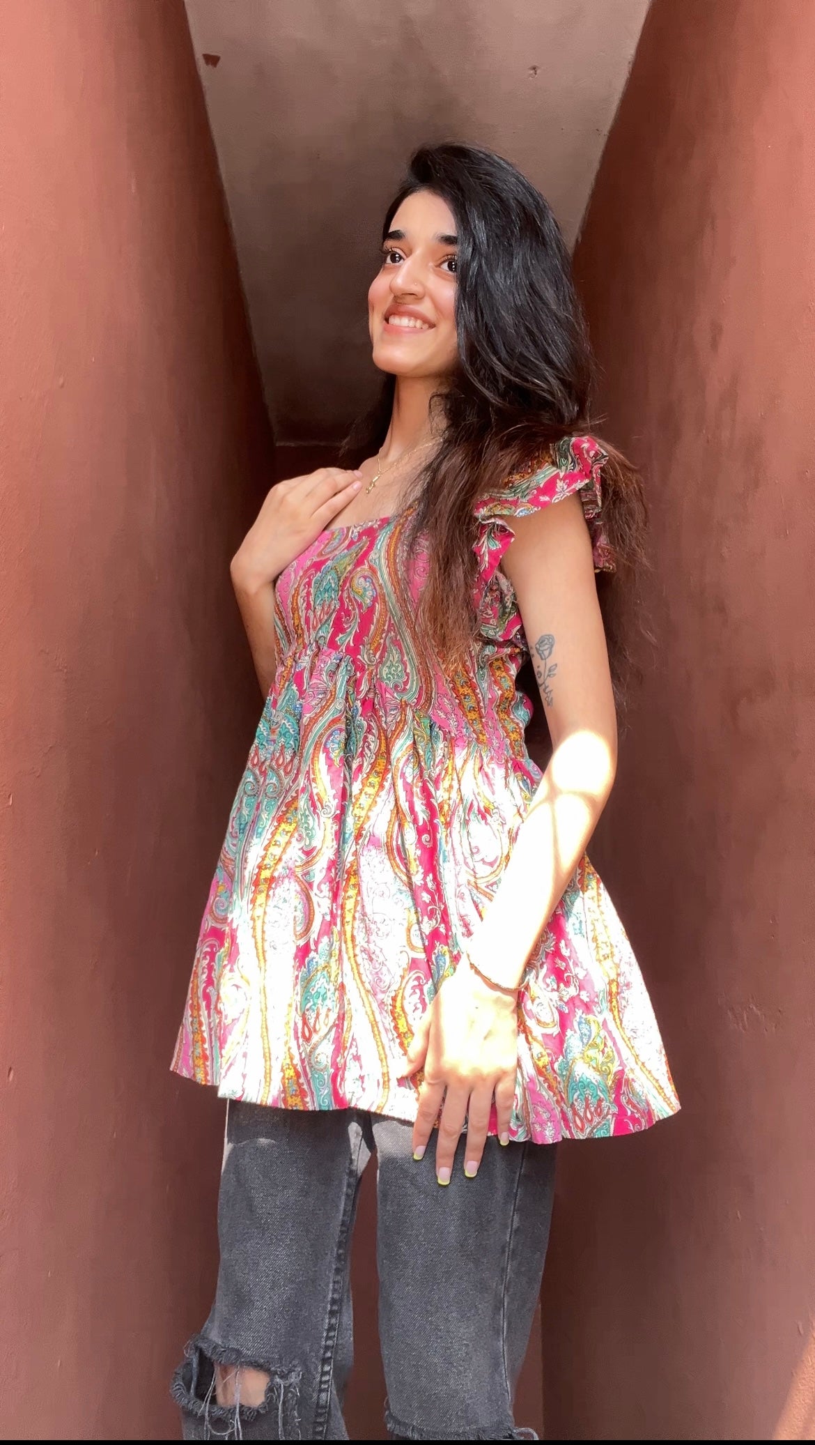 Pink Paisley Short Kurti