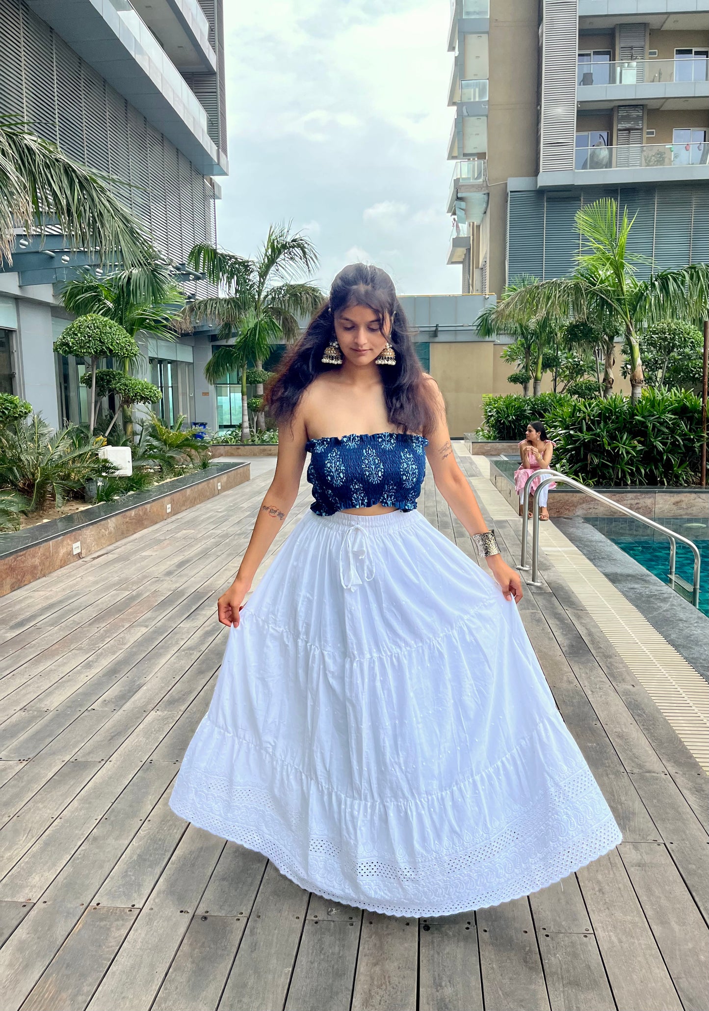 Indigo Smocked Tube Top