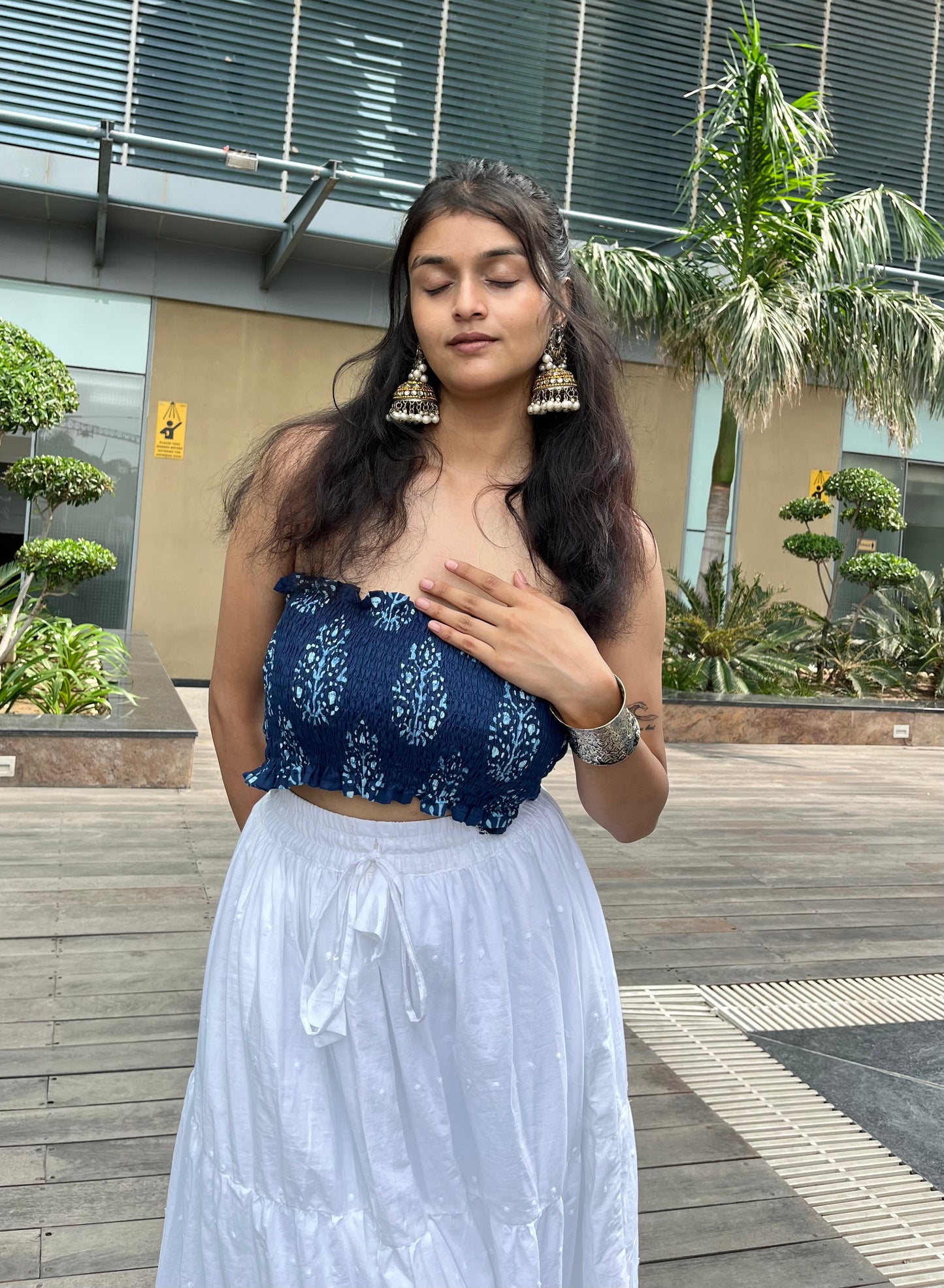 Indigo Smocked Tube Top