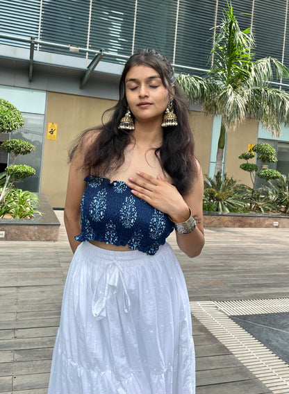 Indigo Smocked Tube Top