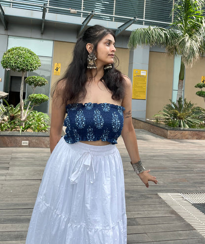 Indigo Smocked Tube Top