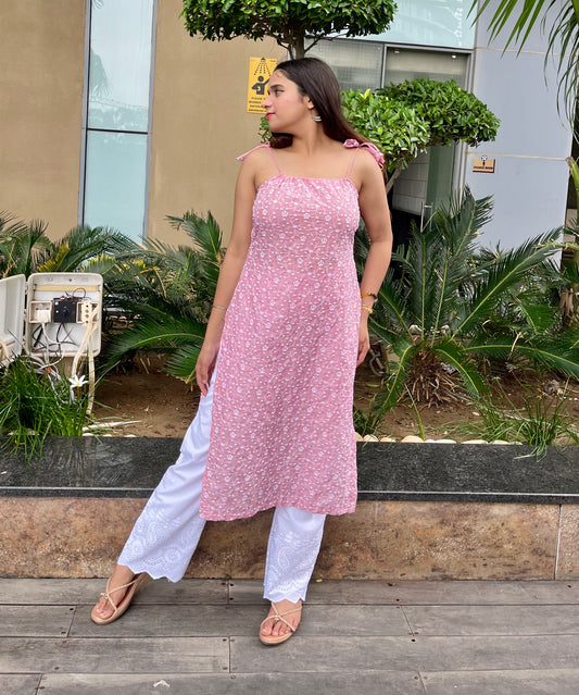 Pink Mist Embroidered Co ords set