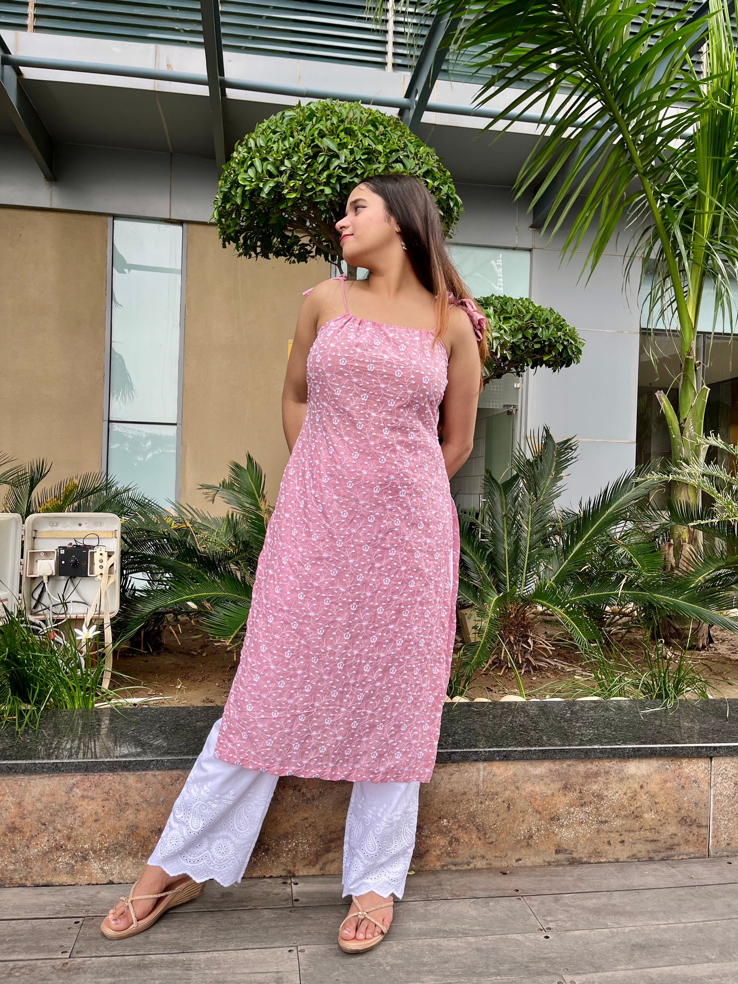 Pink Mist Embroidered Co ords set