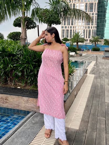 Pink Mist Embroidered Co ords set