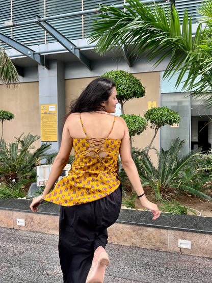 Cham Cham Backless Straight Short Kurti