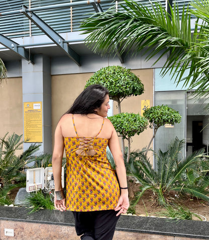 Cham Cham Backless Straight Short Kurti