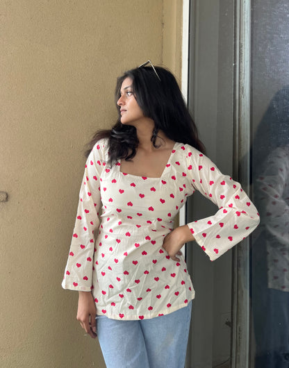 Heart Corset Back  Straight Short Kurti