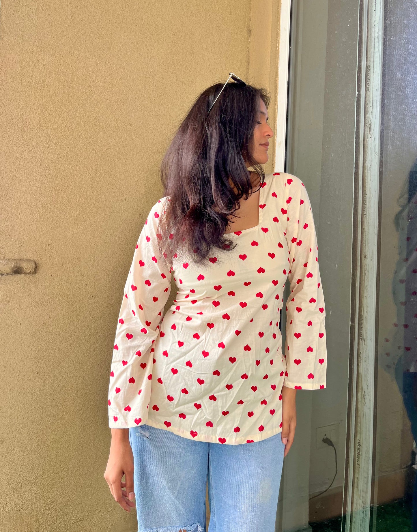 Heart Corset Back  Straight Short Kurti