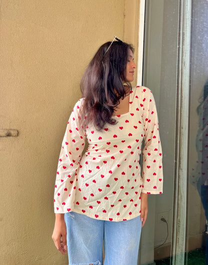 Heart Corset Back  Straight Short Kurti