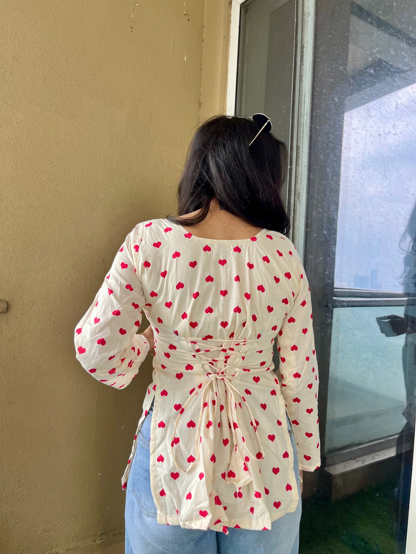 Heart Corset Back  Straight Short Kurti