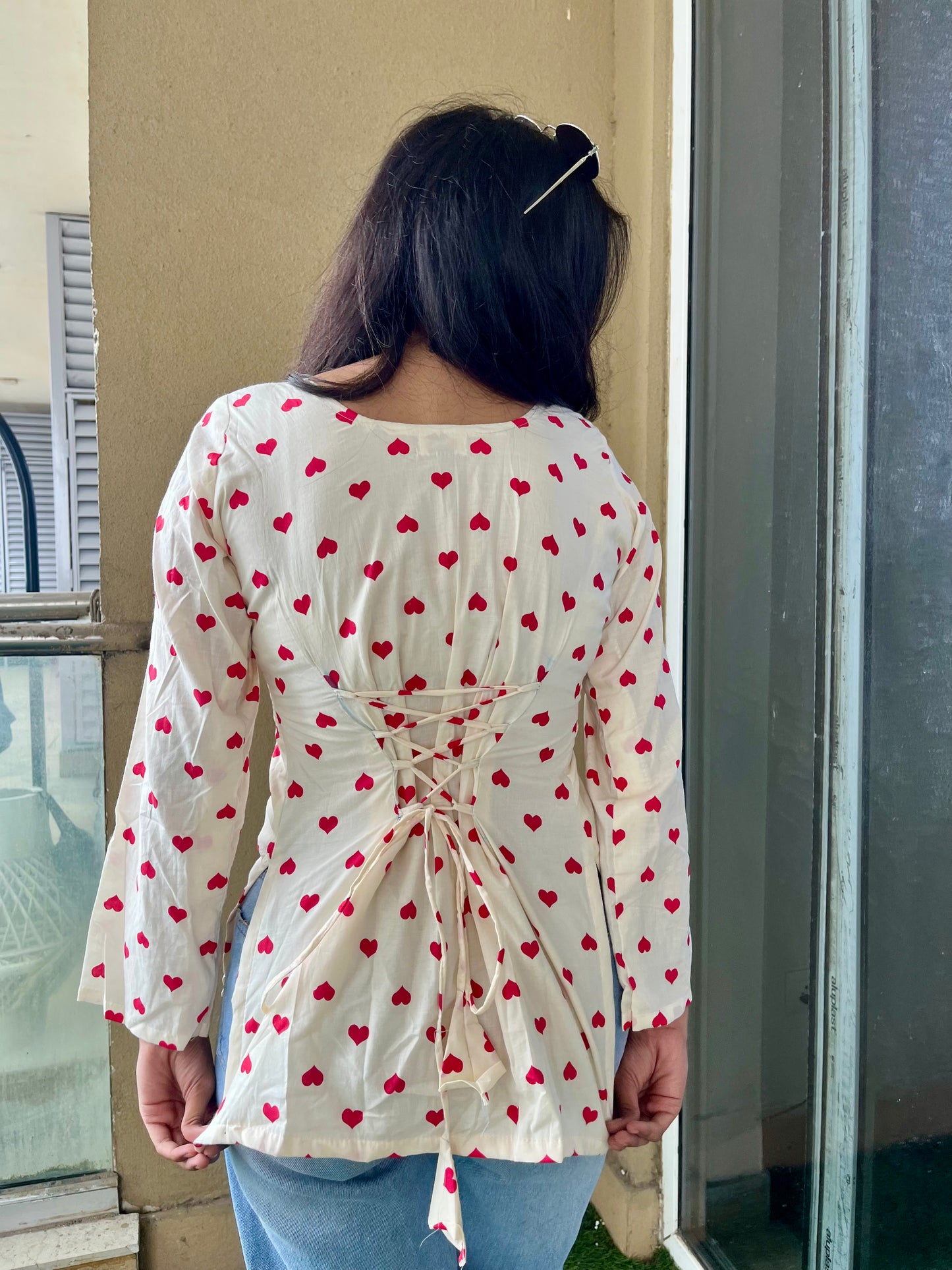 Heart Corset Back  Straight Short Kurti