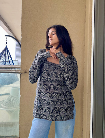 Kaajal Backless Straight Short Kurti