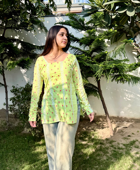 Ree Embroidered Backless Short Kurti