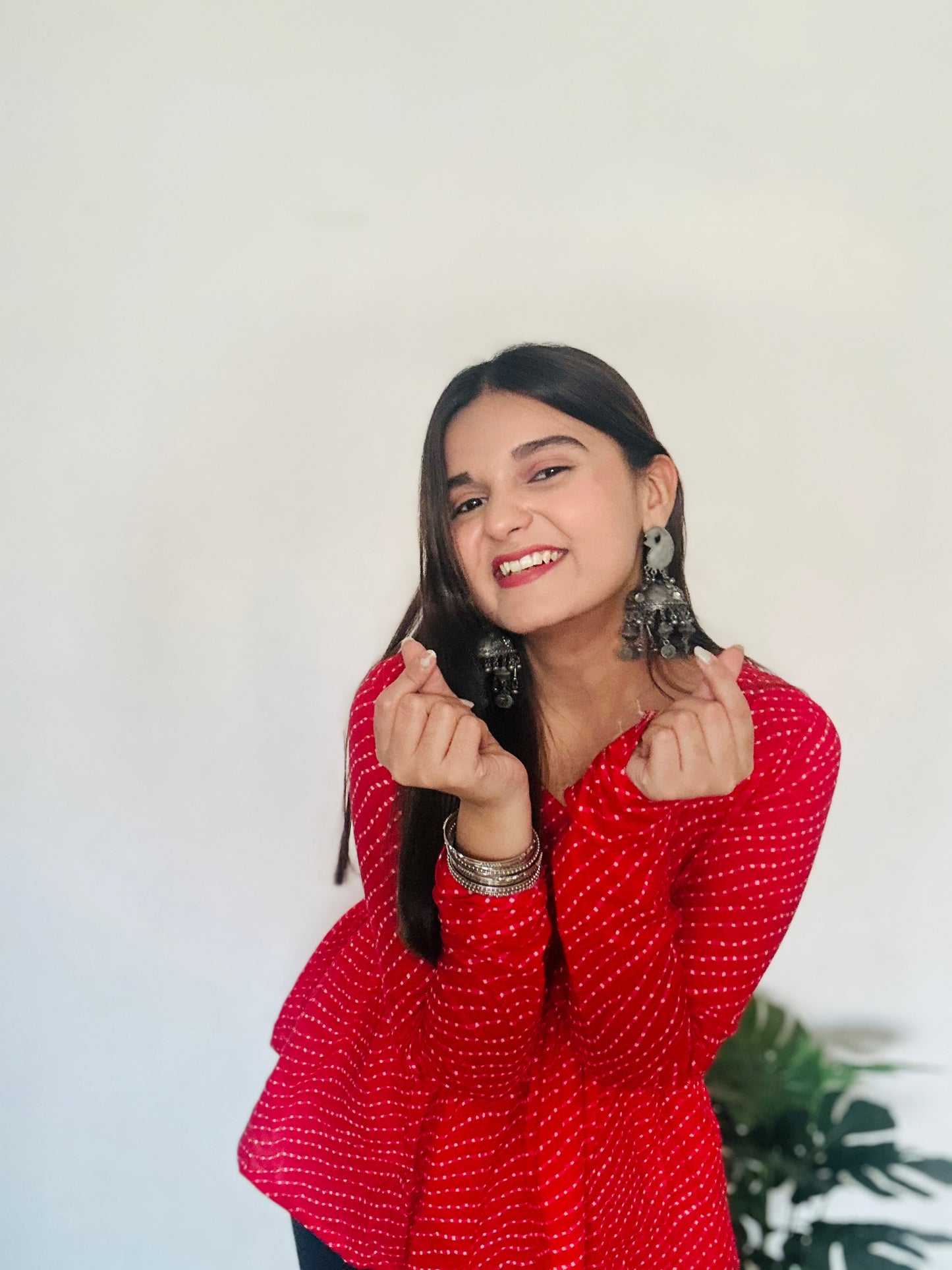 Red Lehriya Short Peplum Kurti Top