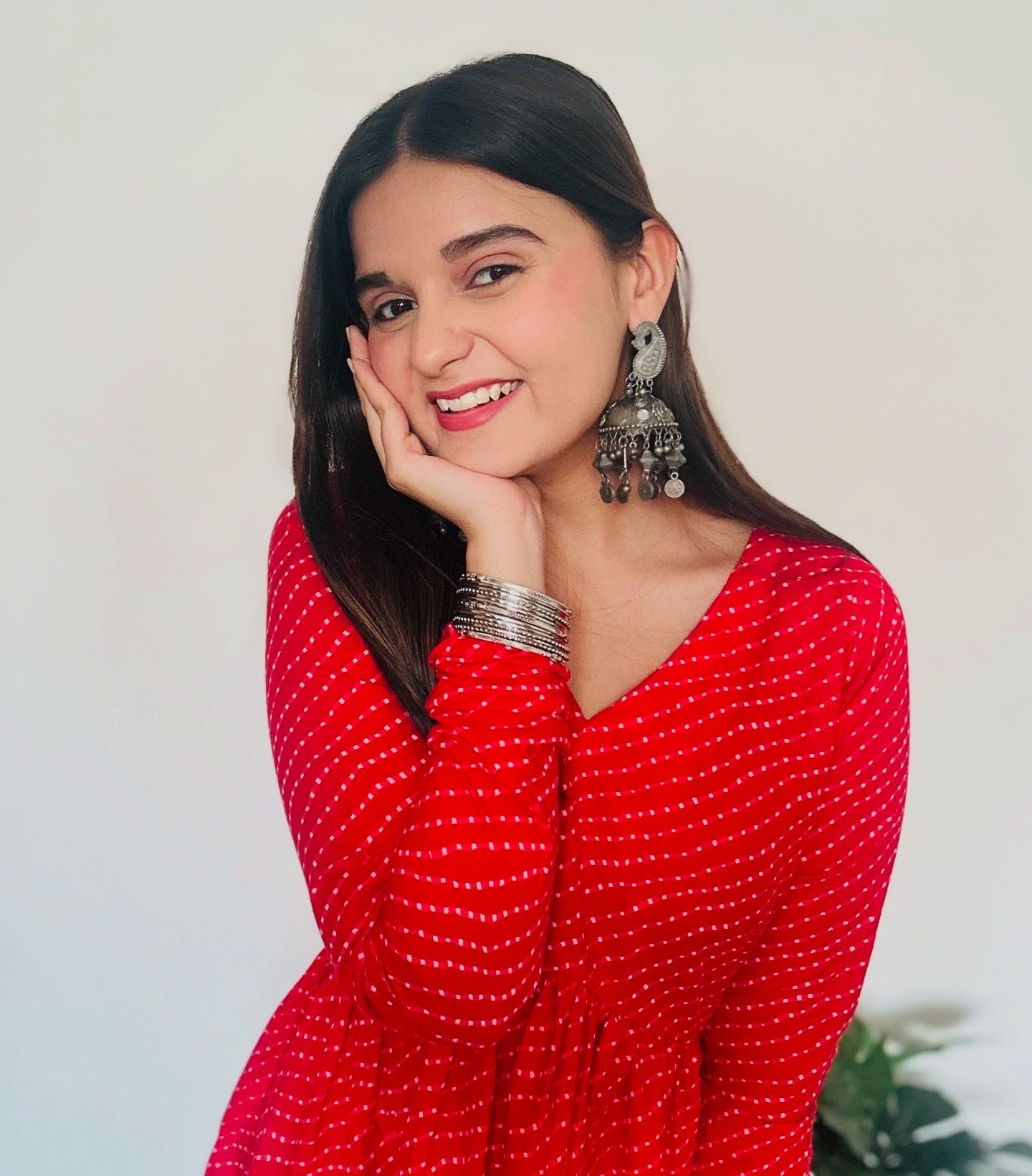 Red Lehriya Short Peplum Kurti Top