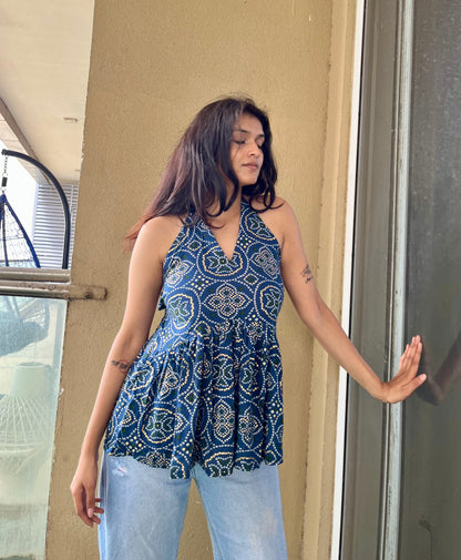 Geet Backless Peplum Short Kurti