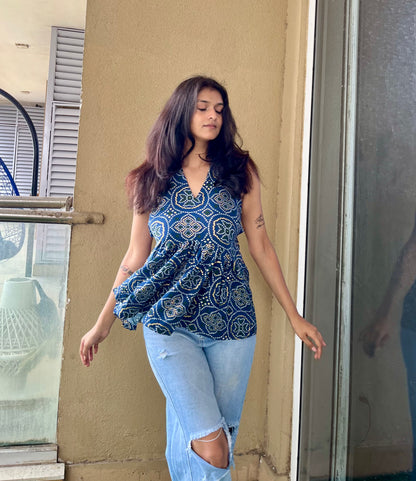 Geet Backless Peplum Short Kurti