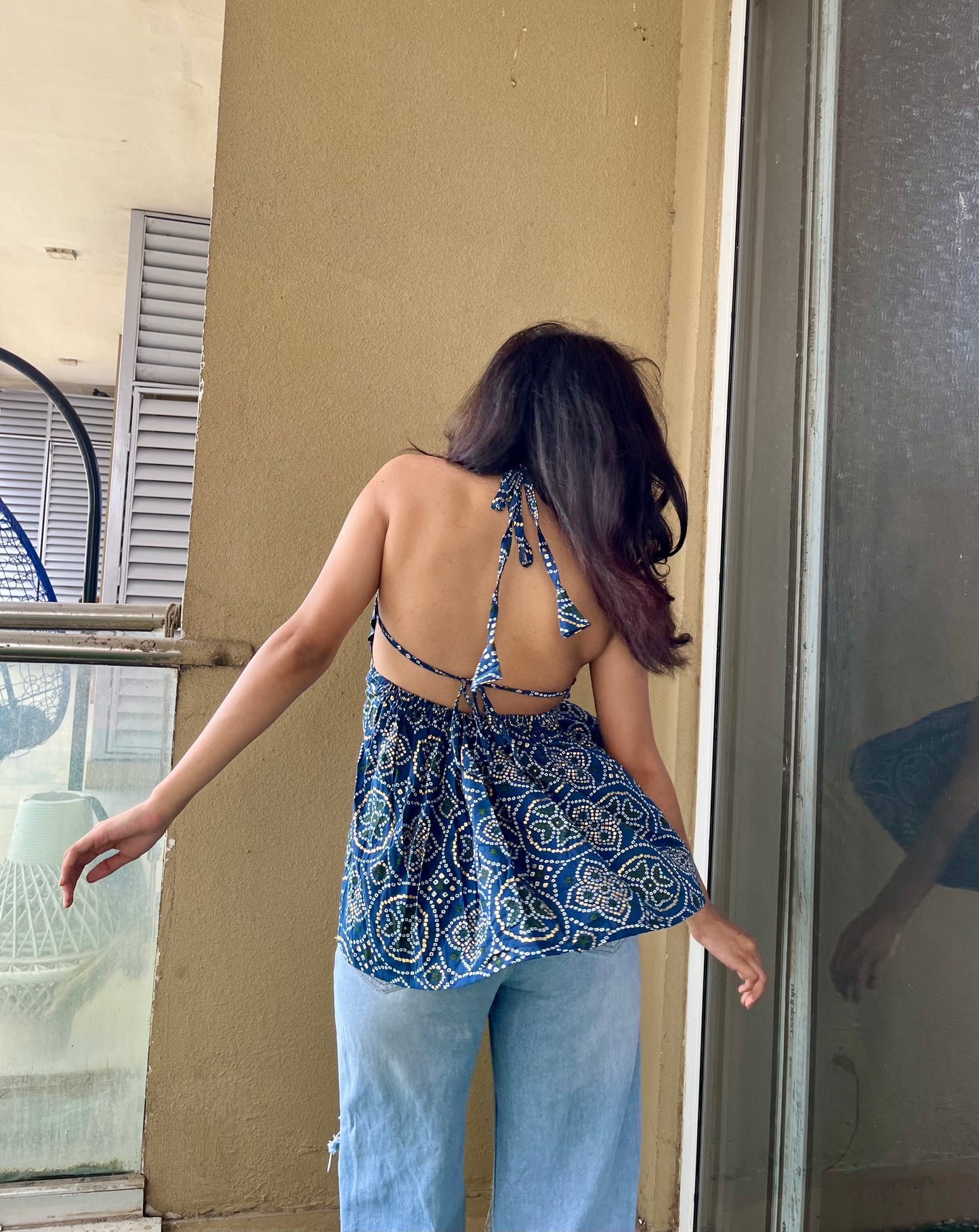 Geet Backless Peplum Short Kurti