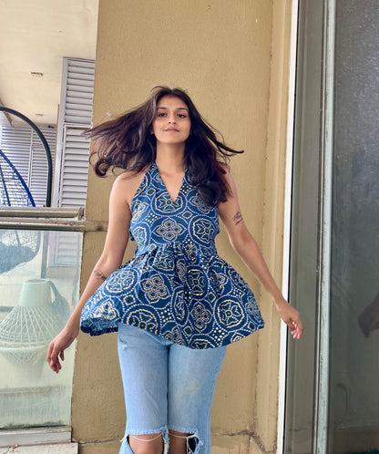 Geet Backless Peplum Short Kurti