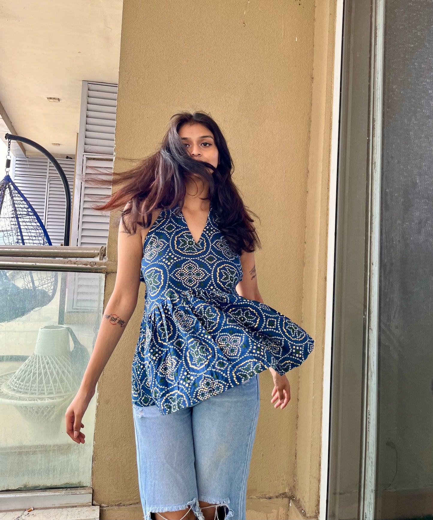 Geet Backless Peplum Short Kurti