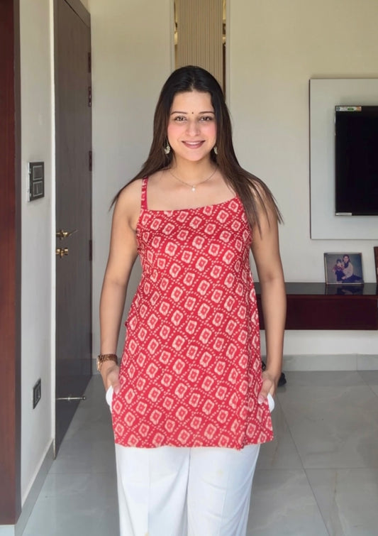 Saiyaara Red Short Kurti